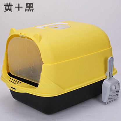 Caja de Arena para Gatos Grandes Semi-Cerrada a Prueba de Salpicaduras