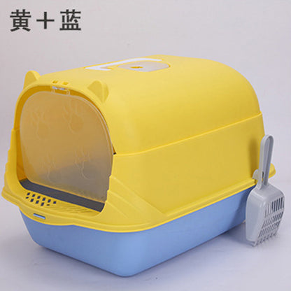 Caja de Arena para Gatos Grandes Semi-Cerrada a Prueba de Salpicaduras