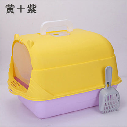 Caja de Arena para Gatos Grandes Semi-Cerrada a Prueba de Salpicaduras