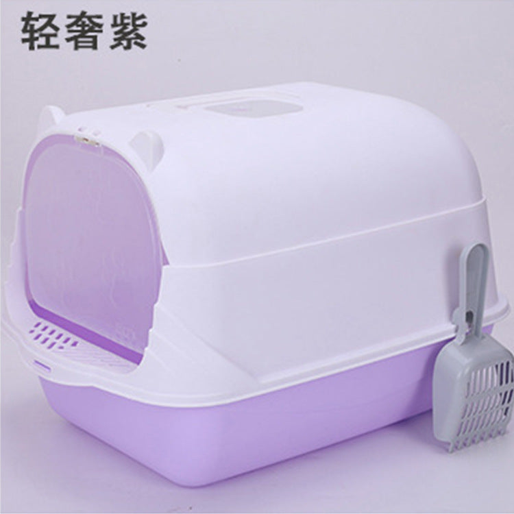 Caja de Arena para Gatos Grandes Semi-Cerrada a Prueba de Salpicaduras