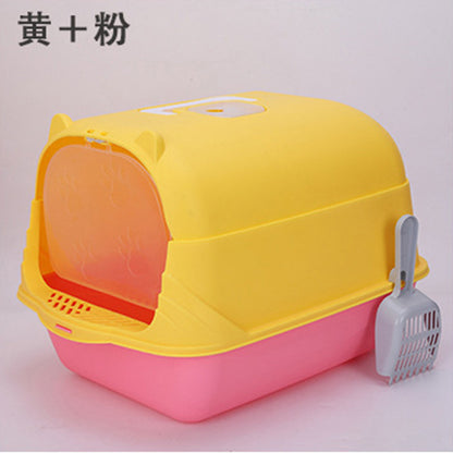 Caja de Arena para Gatos Grandes Semi-Cerrada a Prueba de Salpicaduras