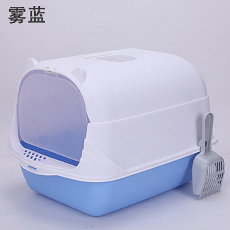 Caja de Arena para Gatos Grandes Semi-Cerrada a Prueba de Salpicaduras