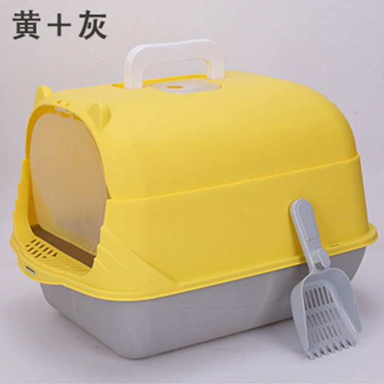 Caja de Arena para Gatos Grandes Semi-Cerrada a Prueba de Salpicaduras