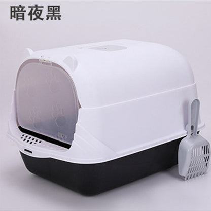 Caja de Arena para Gatos Grandes Semi-Cerrada a Prueba de Salpicaduras